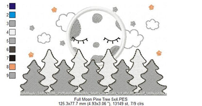 Full Moon and Pine Tree - Applique