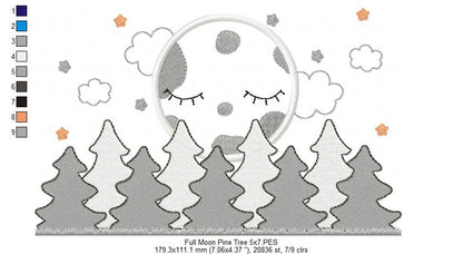 Full Moon and Pine Tree - Applique