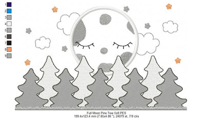 Full Moon and Pine Tree - Applique