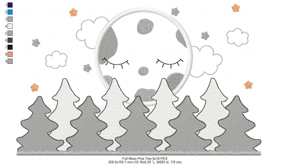 Full Moon and Pine Tree - Applique