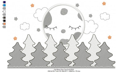 Full Moon and Pine Tree - Applique