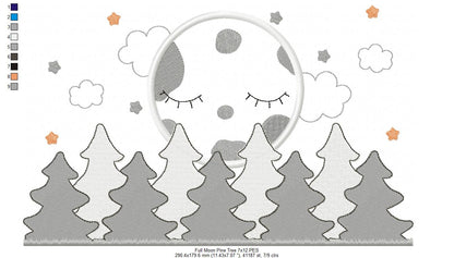 Full Moon and Pine Tree - Applique
