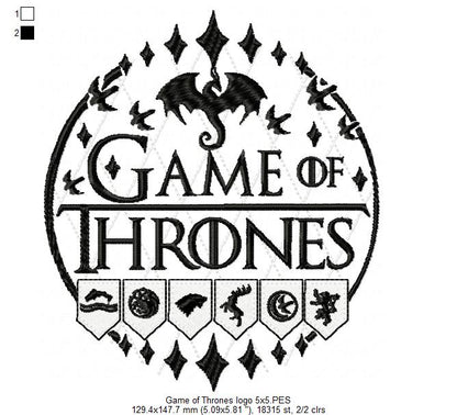 Game of Thrones Logo - Fill Stitch - Machine Embroidery Design