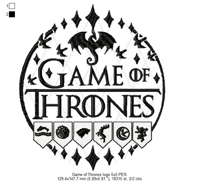 Game of Thrones Logo - Fill Stitch - Machine Embroidery Design