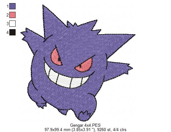 Pokemon Gengar - Fill Stitch - Machine Embroidery Design