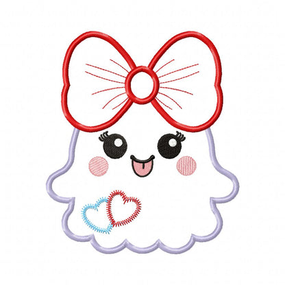 Ghost Girl with a Big Bow - Applique - Machine Embroidery Design