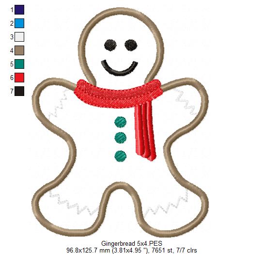 Gingerbread - Applique - Machine Embroidery Design