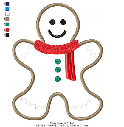 Gingerbread - Applique - Machine Embroidery Design