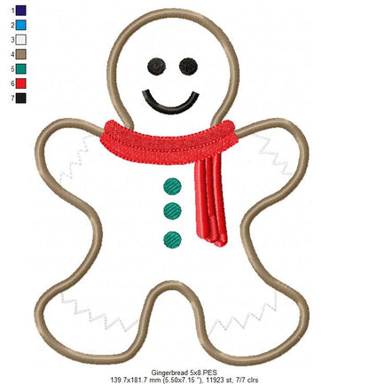 Gingerbread - Applique - Machine Embroidery Design