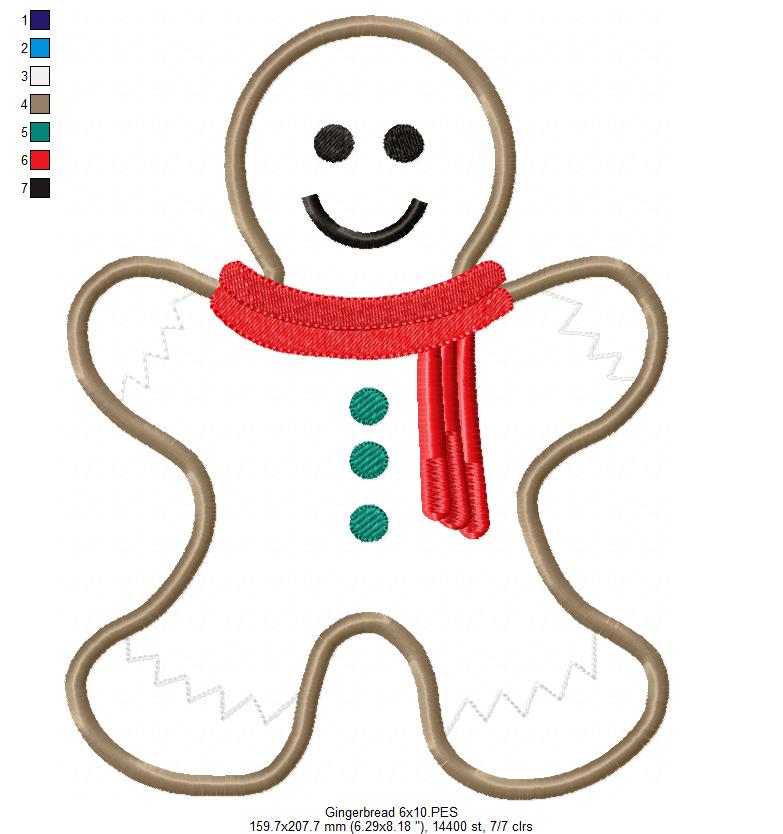 Gingerbread - Applique - Machine Embroidery Design