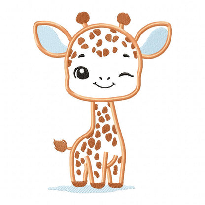 Giraffe Boy Blinking - Applique - Machine Embroidery Design