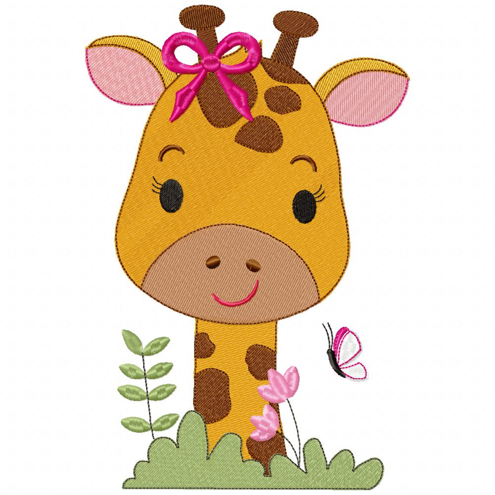 Cute Giraffe Girl - Fill Stitch - Machine Embroidery Design