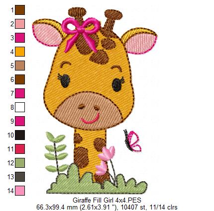 Cute Giraffe Girl and Boy - Fill Stitch - Set of 2 Designs - Machine Embroidery Design