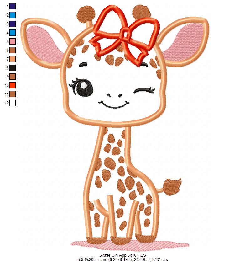 Giraffe Boy and Girl Blinking - Applique - Set of 2 Designs - Machine Embroidery Design