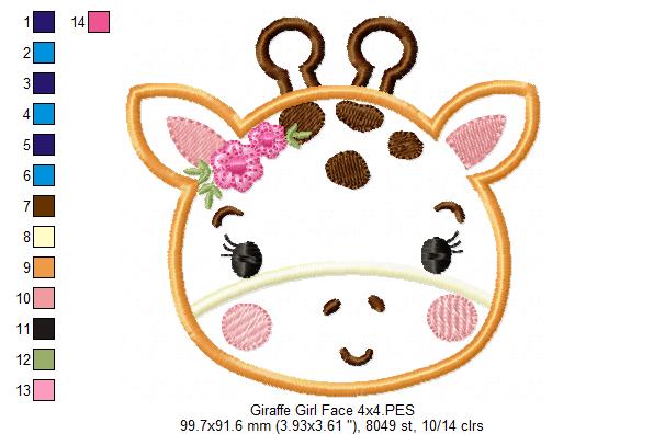 Giraffe Face Girl - Applique