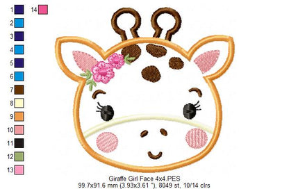 Giraffe Face Girl - Applique