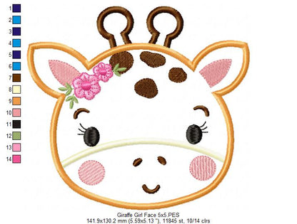Giraffe Face Girl - Applique