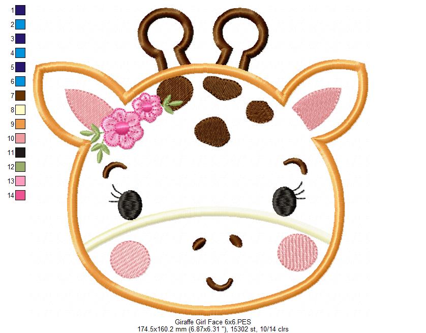 Giraffe Face Girl - Applique