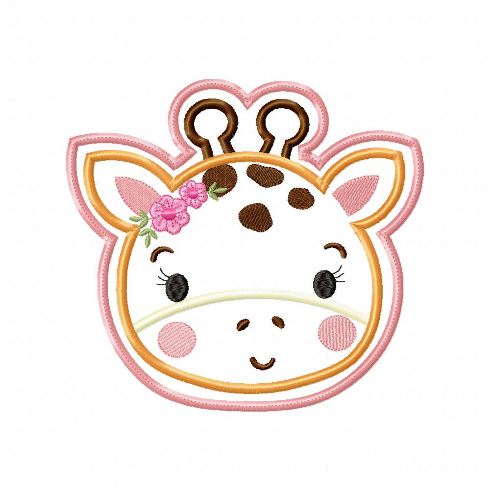 Giraffe Girl Face Tag - ITH Project - Machine Embroidery Design