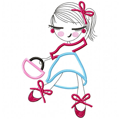 Swirly Girl and Purse - Applique - Machine Embroidery Design