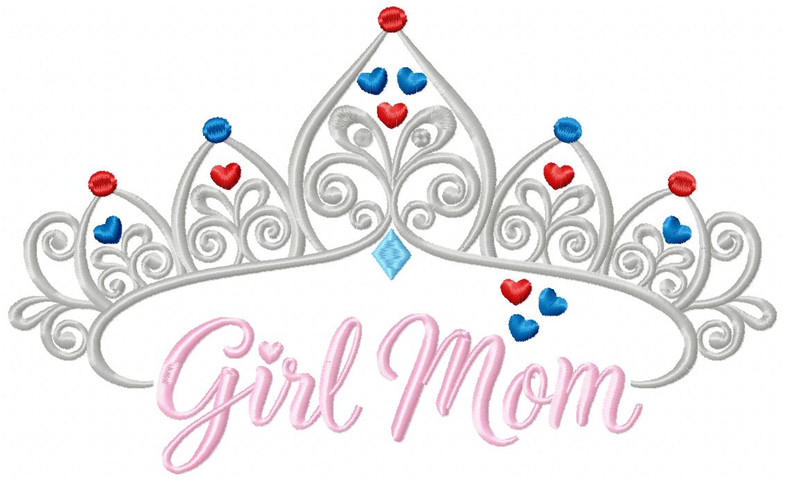 Girl Mom Royal Tiara - Satin Stitch - Machine Embroidery Design