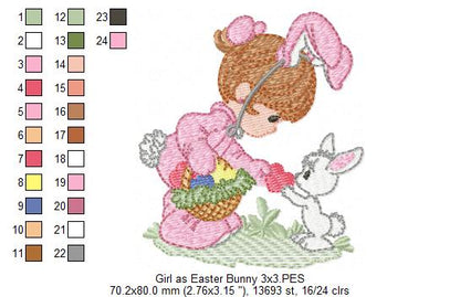Little Girl as Easter Bunny - Fill Stitch - Machine Embroidery Design