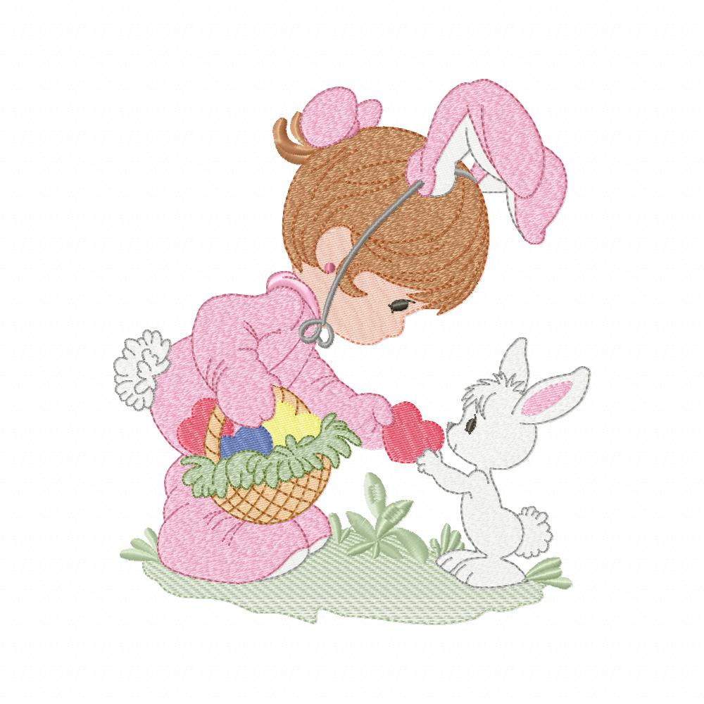 Little Girl as Easter Bunny - Fill Stitch - Machine Embroidery Design