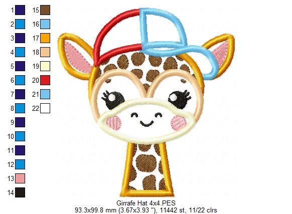 Giraffe with Hat - Applique - Machine Embroidery Design