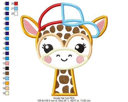 Giraffe with Hat - Applique - Machine Embroidery Design
