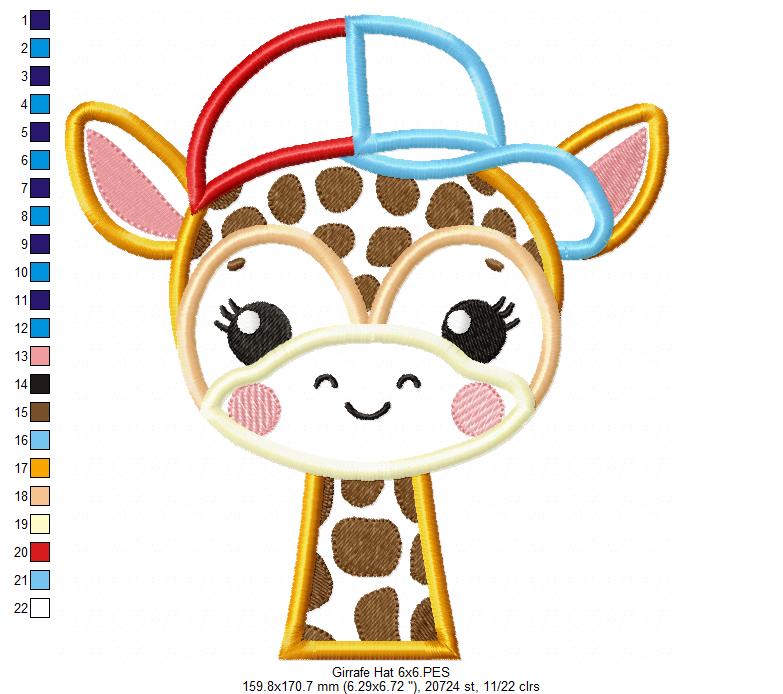 Giraffe with Hat - Applique - Machine Embroidery Design