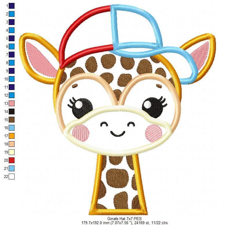 Giraffe with Hat - Applique - Machine Embroidery Design