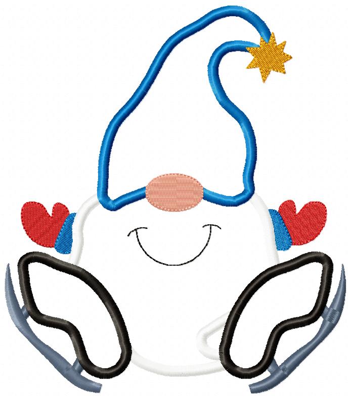 Sweetheart Winter Gnome - Applique - Machine Embroidery Design