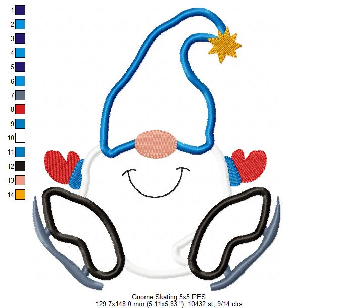 Sweetheart Winter Gnome - Applique - Machine Embroidery Design