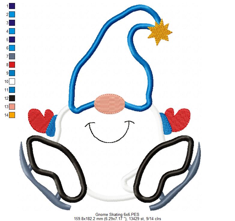 Sweetheart Winter Gnome - Applique - Machine Embroidery Design