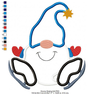 Sweetheart Winter Gnome - Applique - Machine Embroidery Design