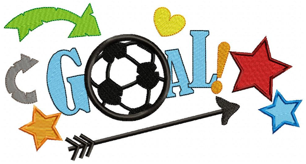 Goal Soccer Fun - Appliqué - Machine Embroidery Design