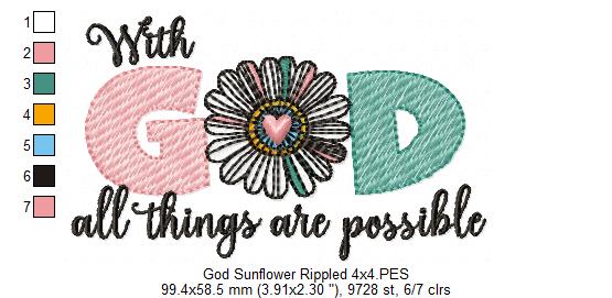 With God All Things Are Possible - Rippled Stitch - Machine Embroidery Design