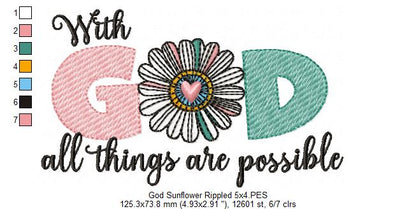 With God All Things Are Possible - Rippled Stitch - Machine Embroidery Design