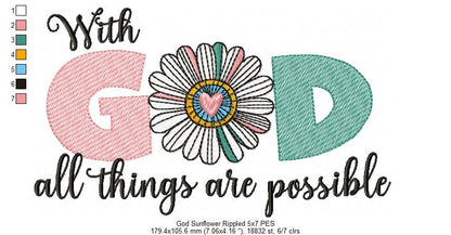 With God All Things Are Possible - Rippled Stitch - Machine Embroidery Design