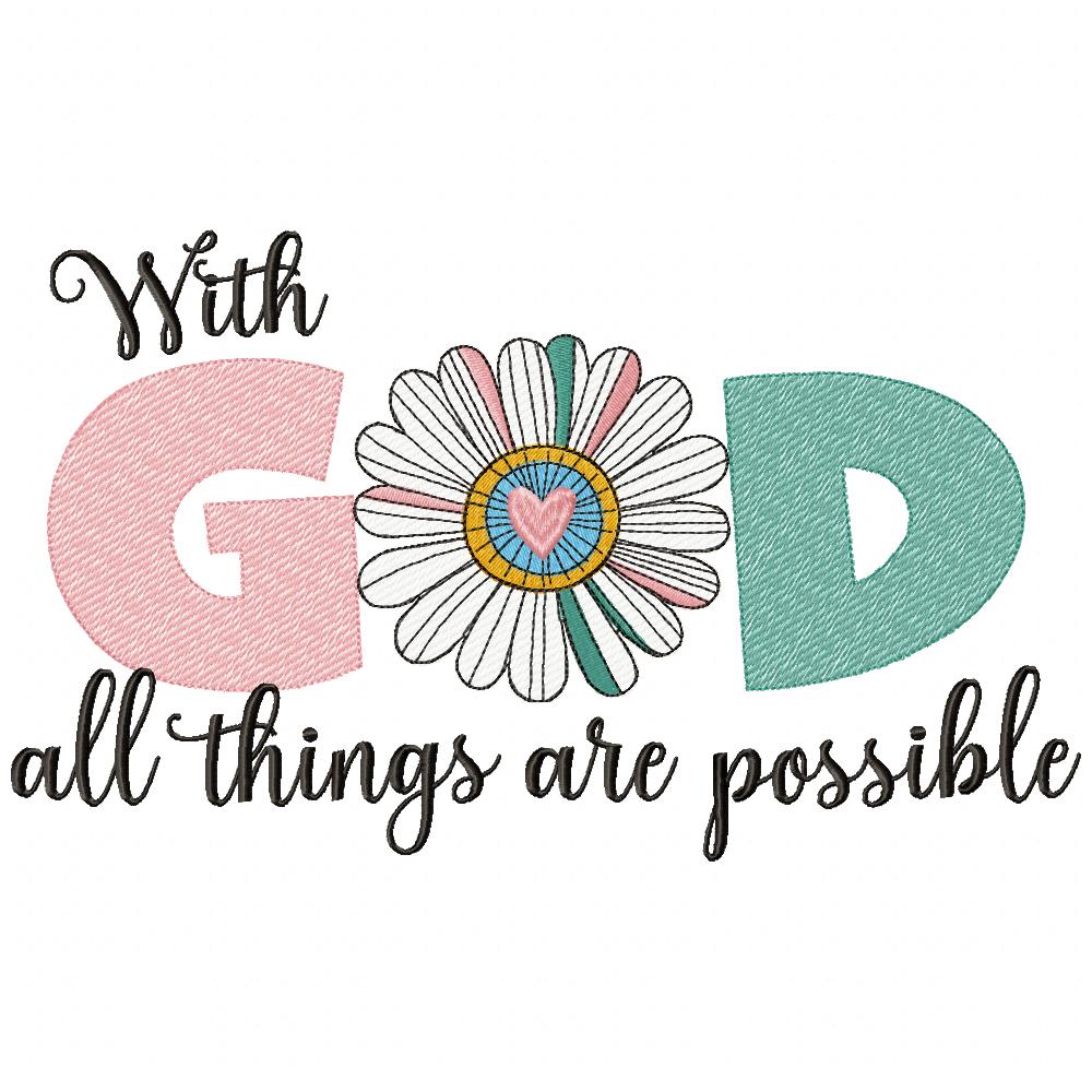 With God All Things Are Possible - Rippled Stitch - Machine Embroidery Design