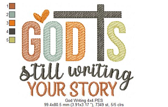 God is Still Writing Your Story - Fill Stitch - Machine Embroidery Design