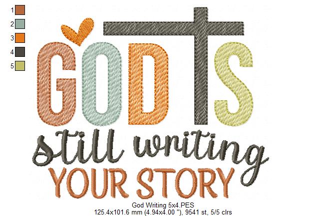 God is Still Writing Your Story - Fill Stitch - Machine Embroidery Design