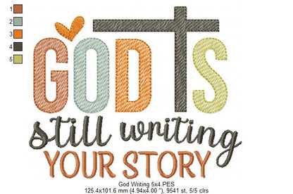 God is Still Writing Your Story - Fill Stitch - Machine Embroidery Design