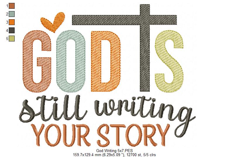God is Still Writing Your Story - Fill Stitch - Machine Embroidery Design