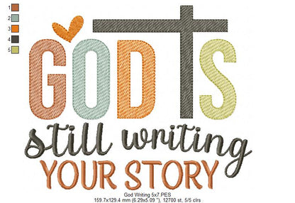 God is Still Writing Your Story - Fill Stitch - Machine Embroidery Design