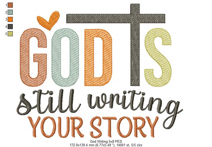 God is Still Writing Your Story - Fill Stitch - Machine Embroidery Design