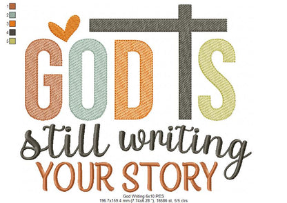 God is Still Writing Your Story - Fill Stitch - Machine Embroidery Design