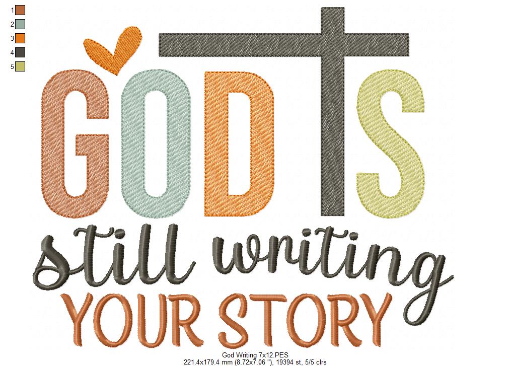God is Still Writing Your Story - Fill Stitch - Machine Embroidery Design
