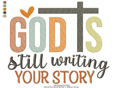 God is Still Writing Your Story - Fill Stitch - Machine Embroidery Design