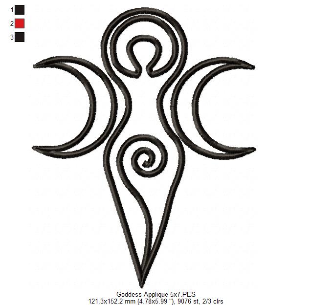 The Triple Goddess - Applique - Machine Embroidery Design
